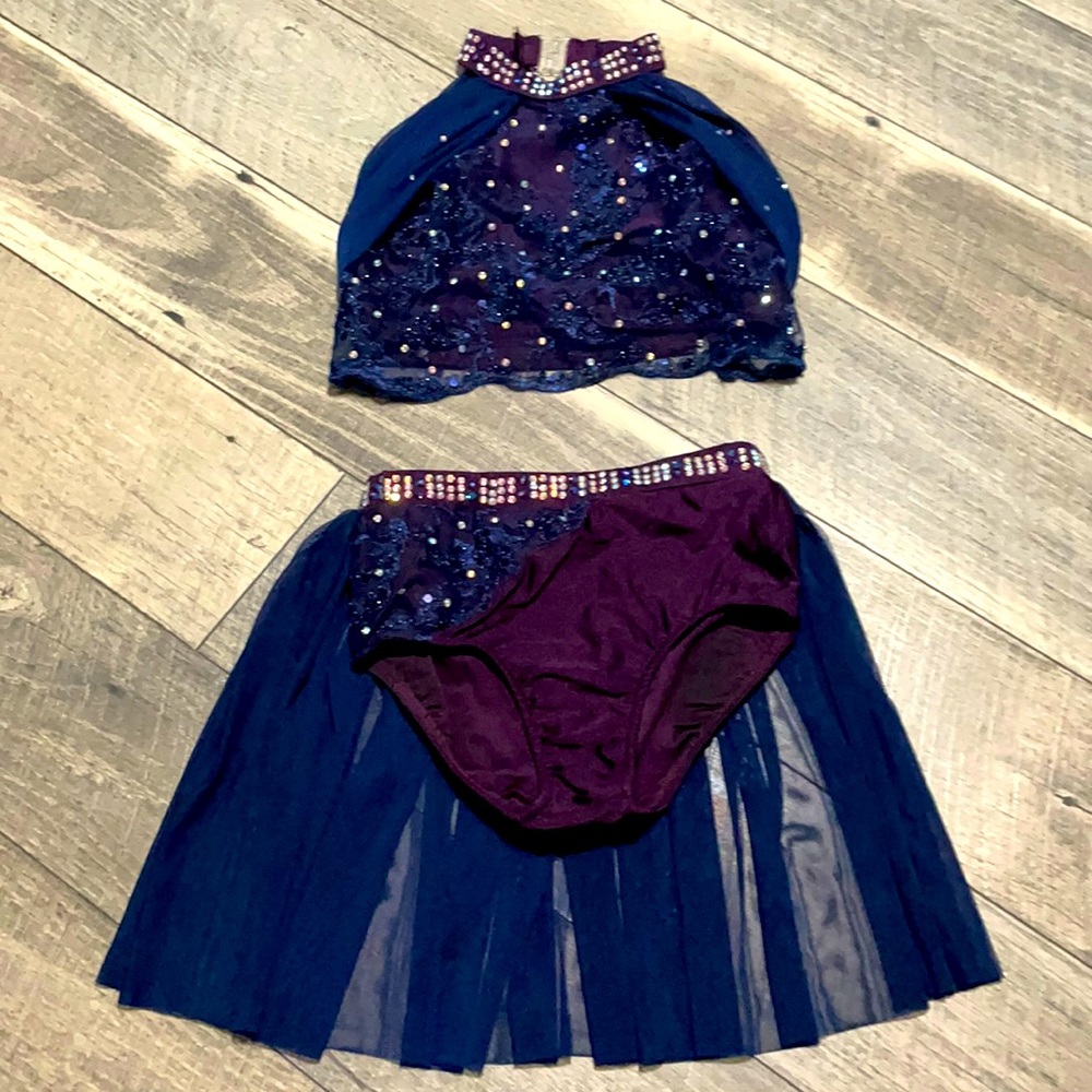 Purple and navy dance costume